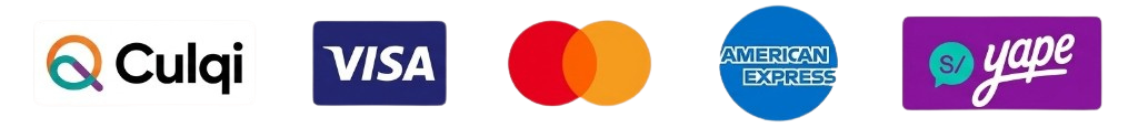 Medios de pago: Culqi, Visa, Mastercard, American Express y Yape